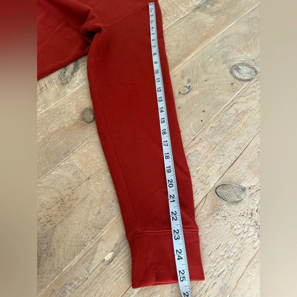 Thomas Dean Red Burnt OrangeZip-Up Sweater with Navy Trim L